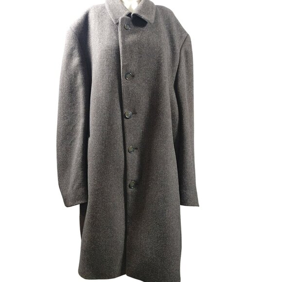 Lauren Ralph Lauren Brown Wool Blend Overcoat With Button Front Lined Interior - Picture 10 of 16